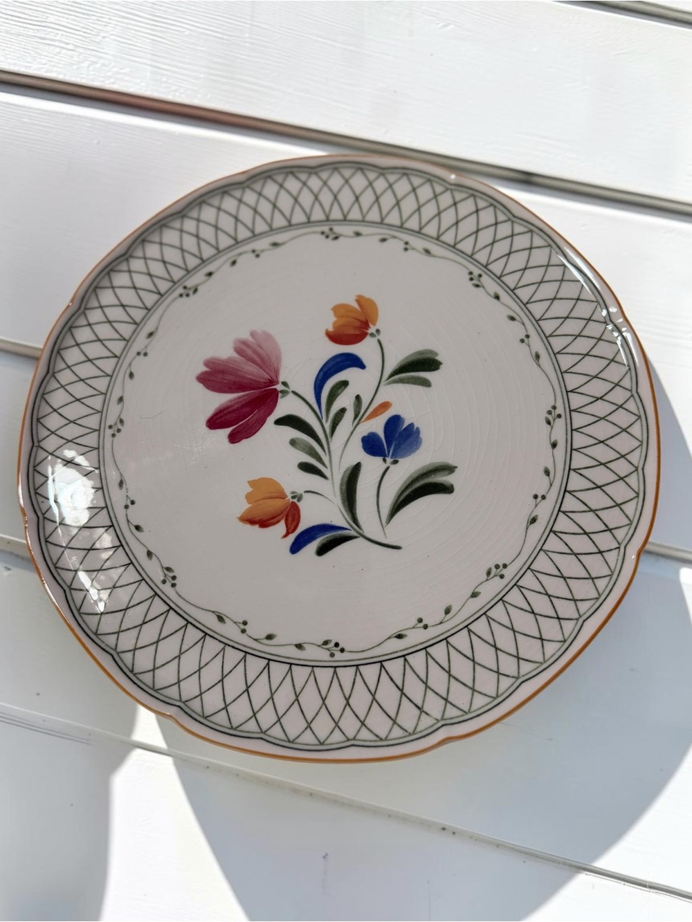 Nikko Provincial Designs Floral Plate Latticework Border Japan Vintage